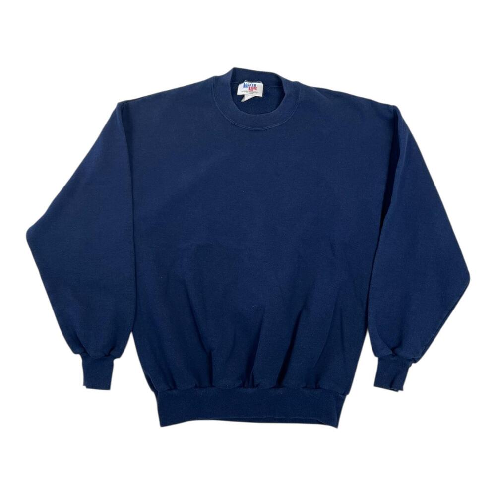 Vintage Locker Line Russell Blue Blank Sweatshirt Mens Large Fleece Crewneck 90s